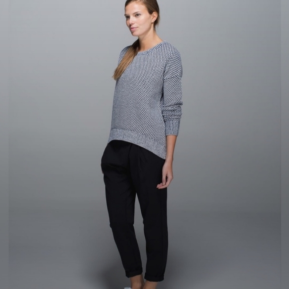 lululemon athletica Tops - Lululemon Yogi Crew Sweater Inkwell White Merino Wool Loose Fit